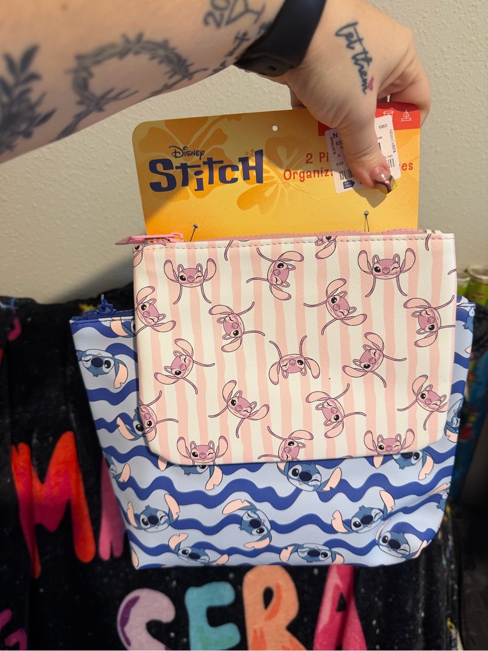2-Piece Pink & Blue Pouch Set